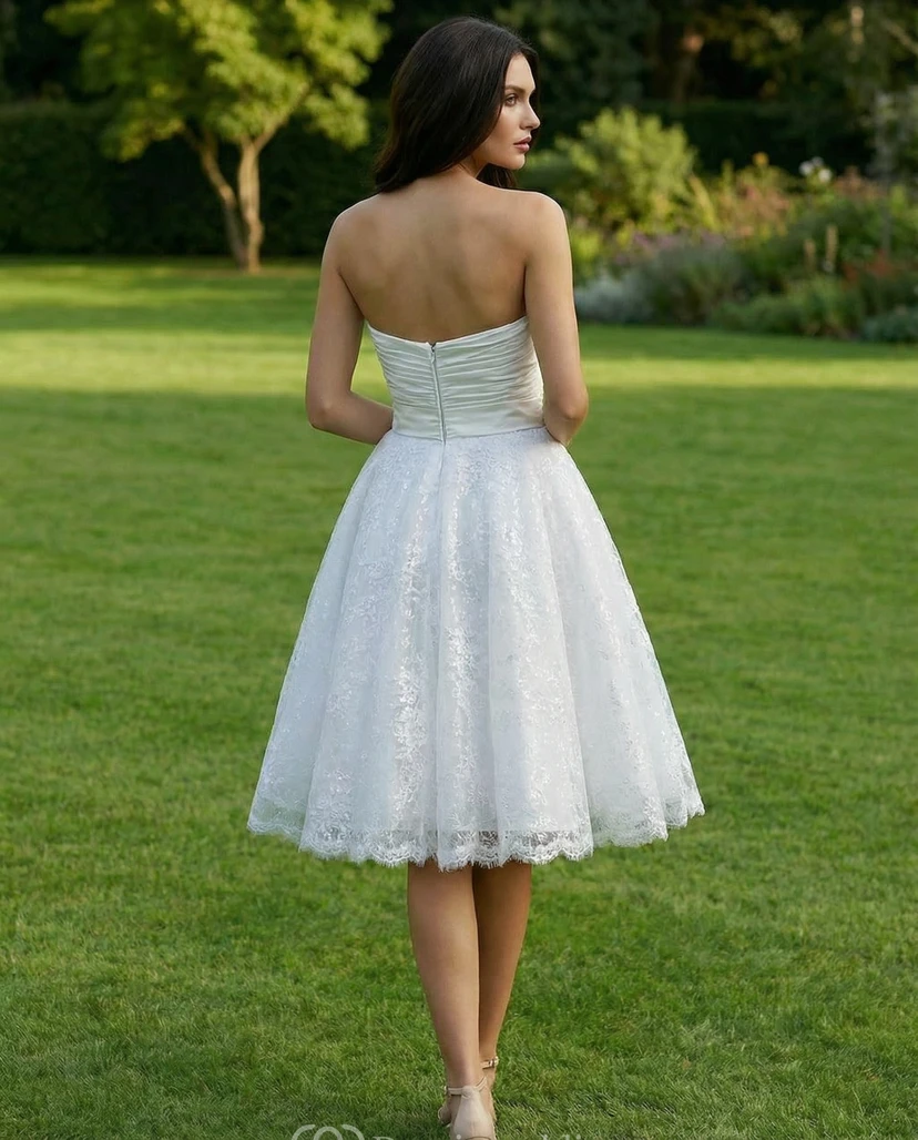Vestido de novia midi con fajín estilo princesa view 2