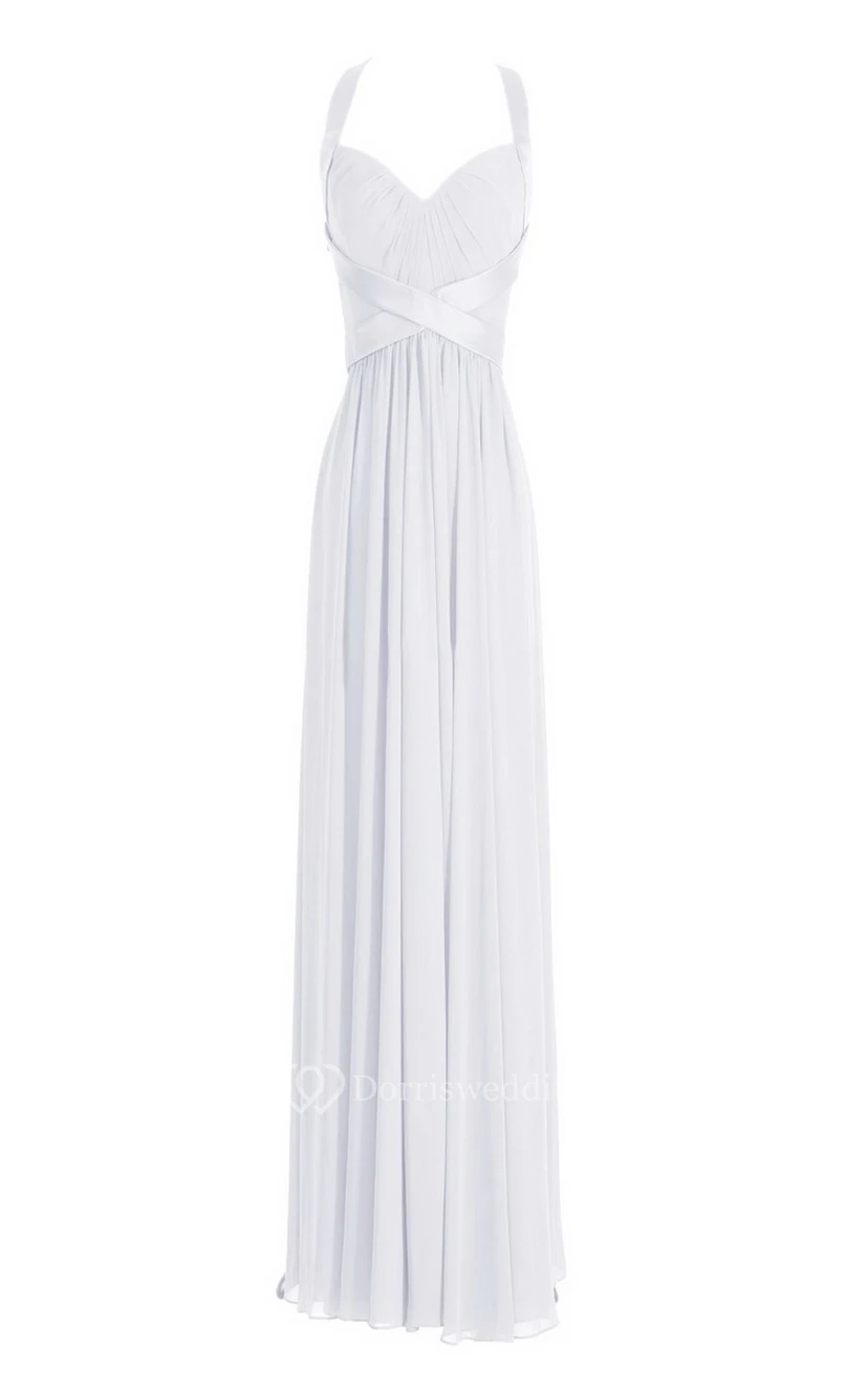 Sleeveless Empire Long Chiffon Crisscross Dress view 10