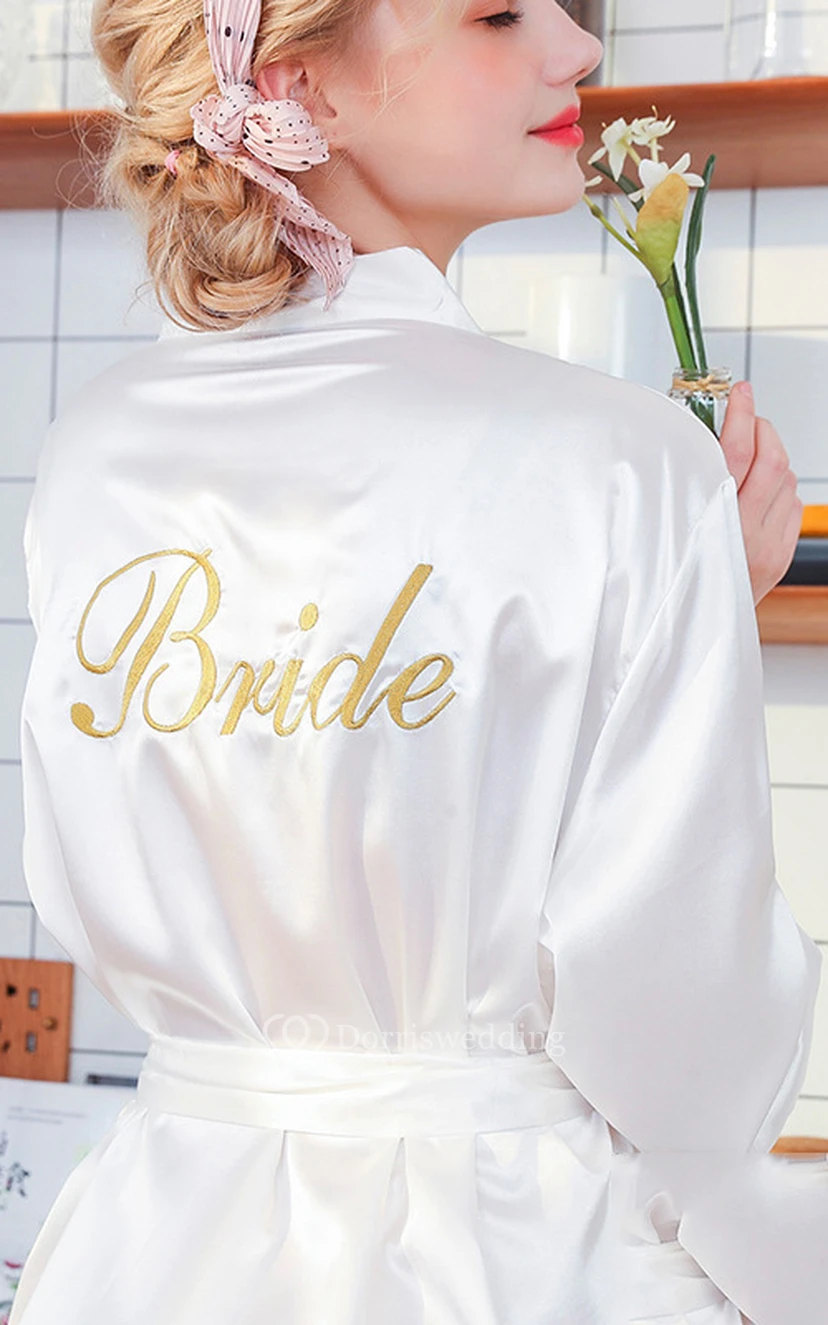 Long Sleeved Embroidery Bride and Bridesmaid Robe view 6