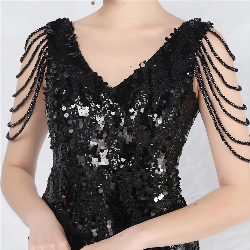 Robe courte à sequins ornée de perles et de sequins irisés, idéale au quotidien. Jupe courte. view 53