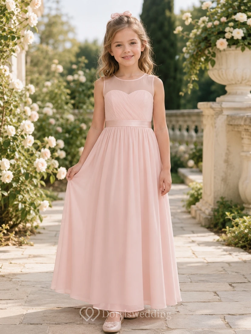Zartrosa Brautjungfernkleid, A-Linie, herzförmiger Schnitt, ärmellos, aus Tüll, bezaubernd romantisch