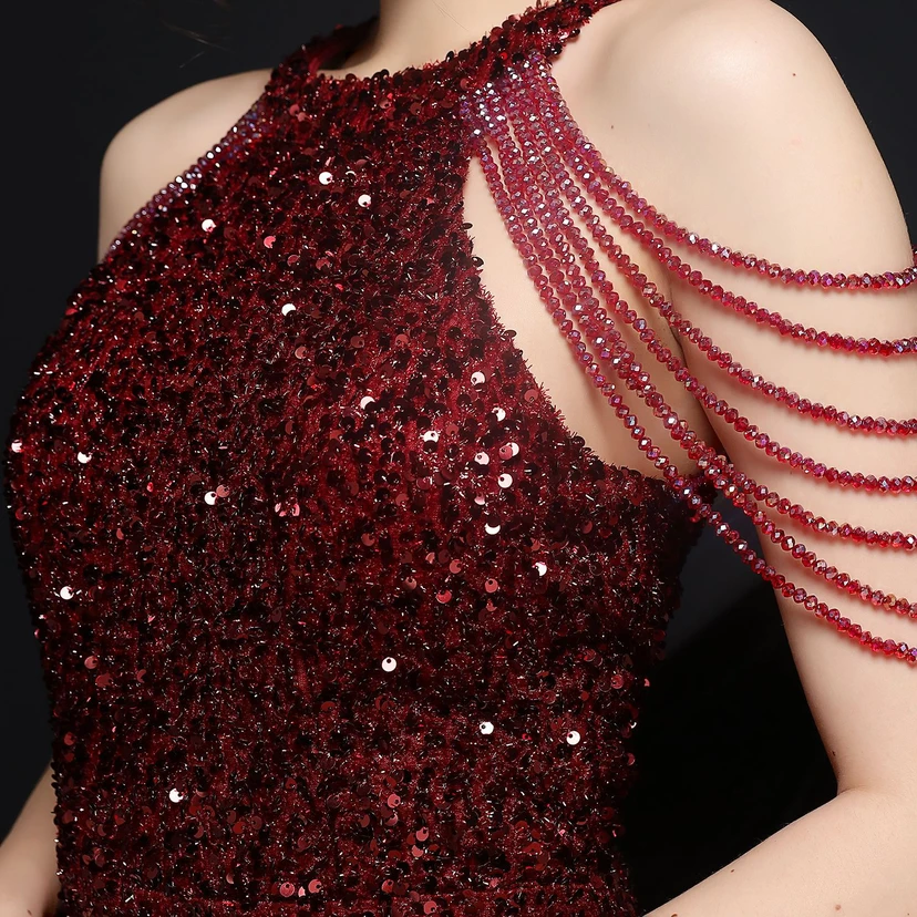 Robe de soirée féérique à sequins colorés, robe courte style féerique pour banquet ou réception. view 17