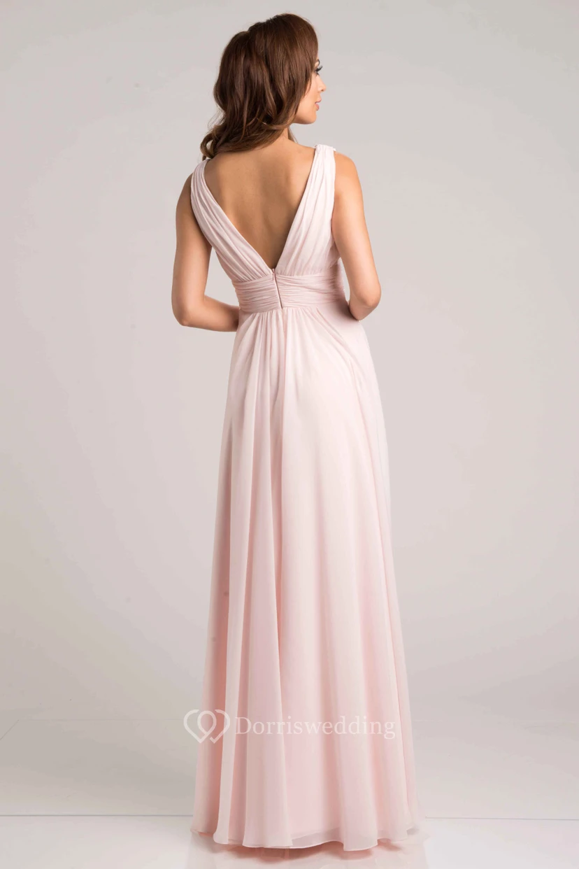 Robe sans manches en mousseline plissée à col V et dos en V, ornée de fleurs view 2