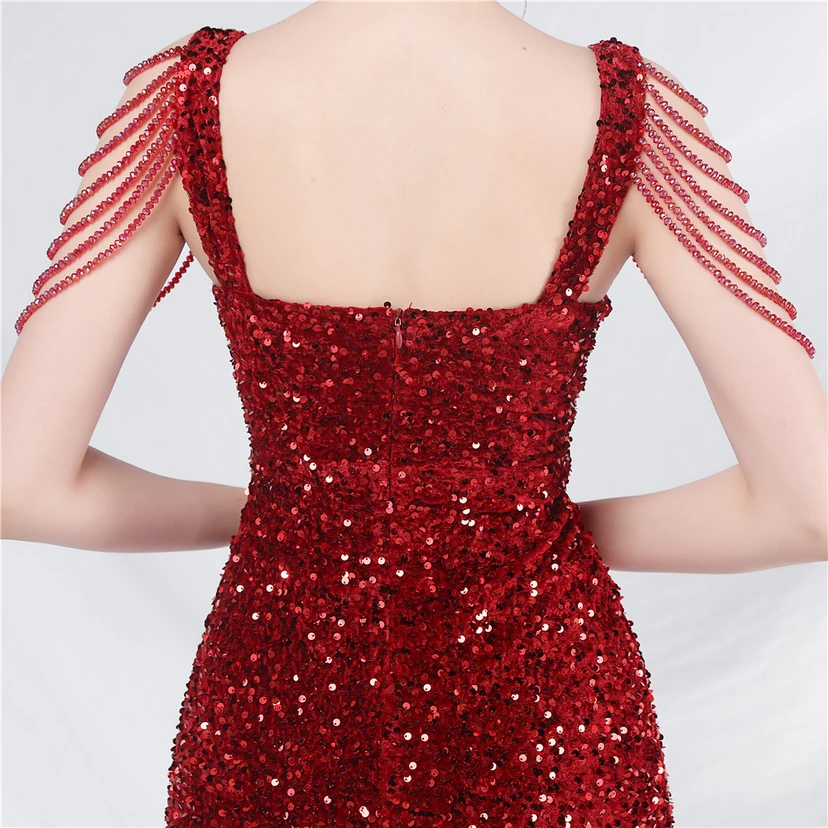 Craft Sequined Velvet Bottom Imitation Handmade Fantasy Sequin Evening Dress Daily Mini Dress view 37