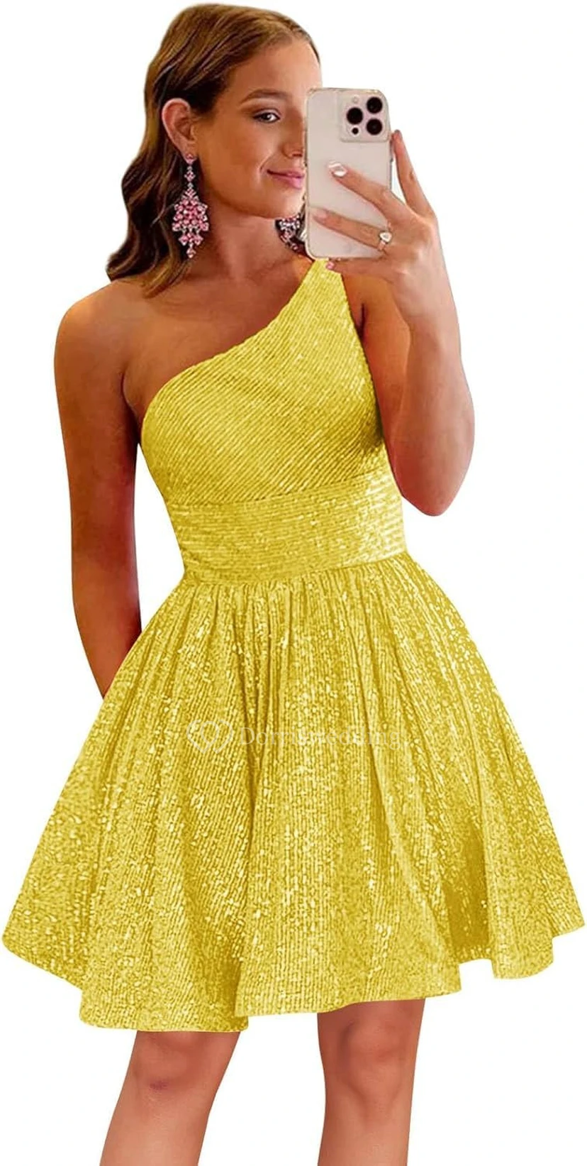 Burgunderfarbenes, einseitig schulterfreies Pailletten-Cocktailkleid view 29