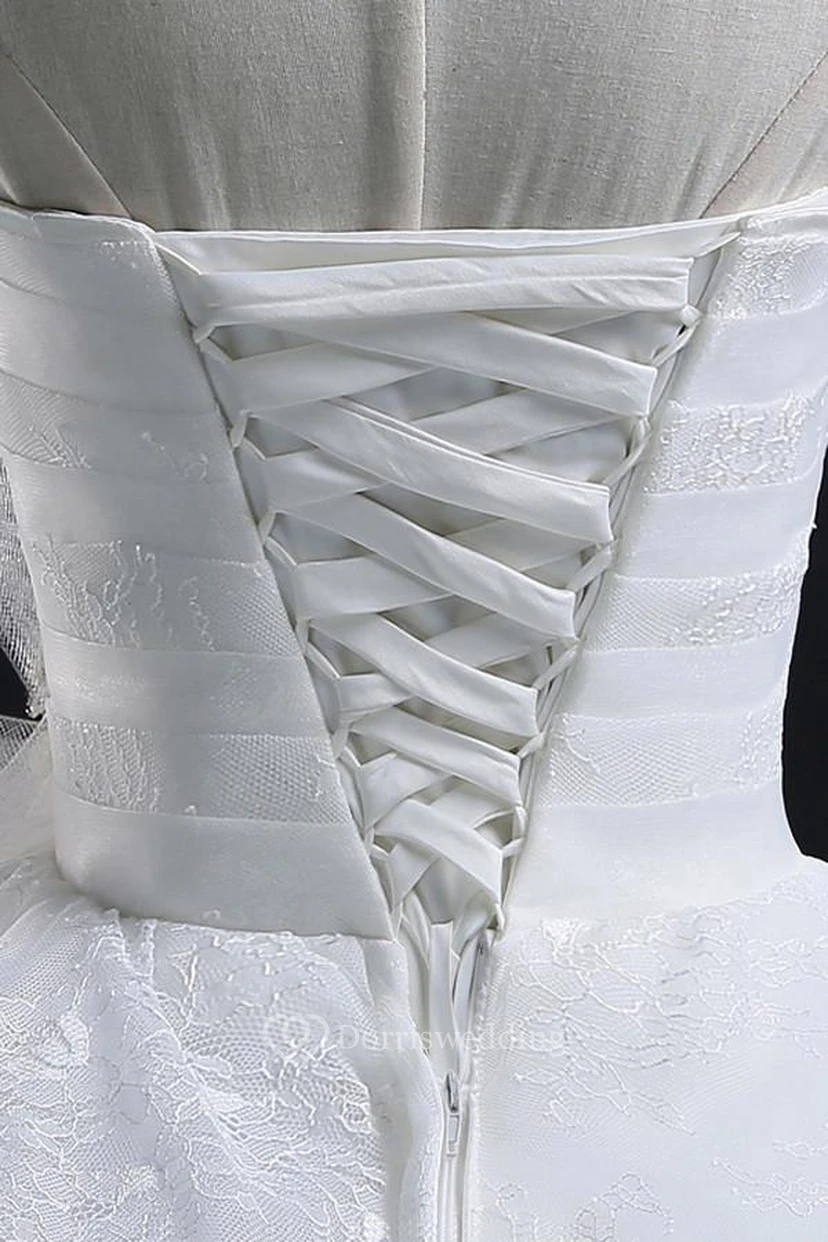 Ballkleid, herzförmiges Organza-Hochzeitskleid mit Spitze view 2