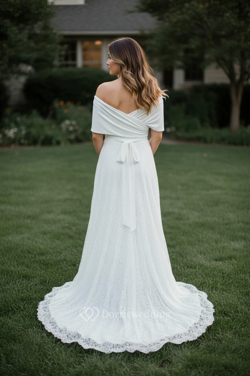 Romantisches A-Linien-Kleid mit überkreuzter Spitze view 2