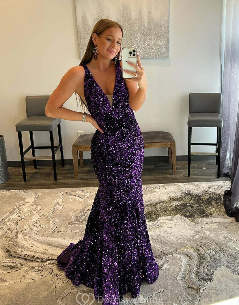 Violet Sequin Mermaid Gown