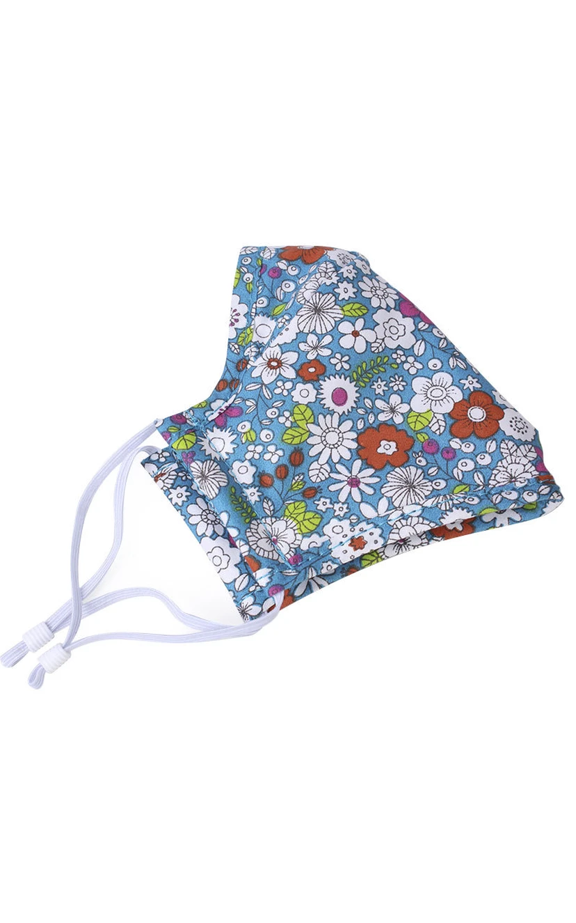 Non-medicial Reusable Floral Printed Cotton Face Mask In 3 Colors view 2