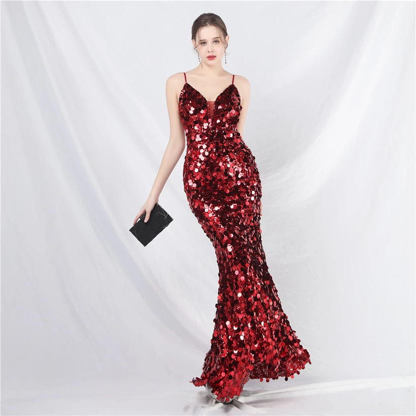 Robe de soirée longue à bretelles haut de gamme view 13