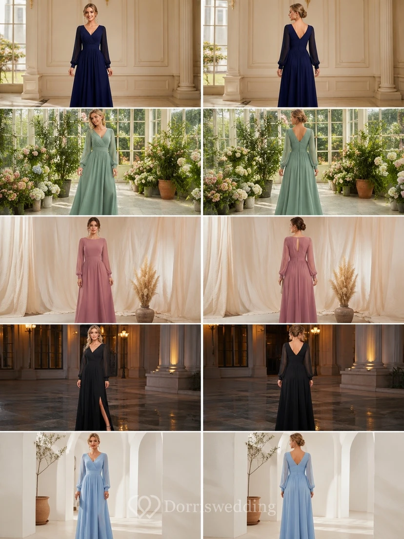Long Sleeve A-Line Formal Gown Dress Occasion Variation Four view 2