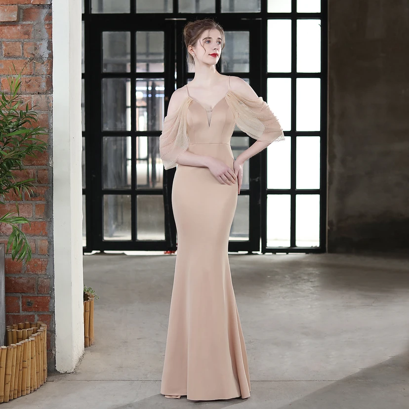 Toast Dress Bride Long Sling Thank You Banquet Slim Fishtail Skirt Wedding Car Model Exhibition Dress view 32