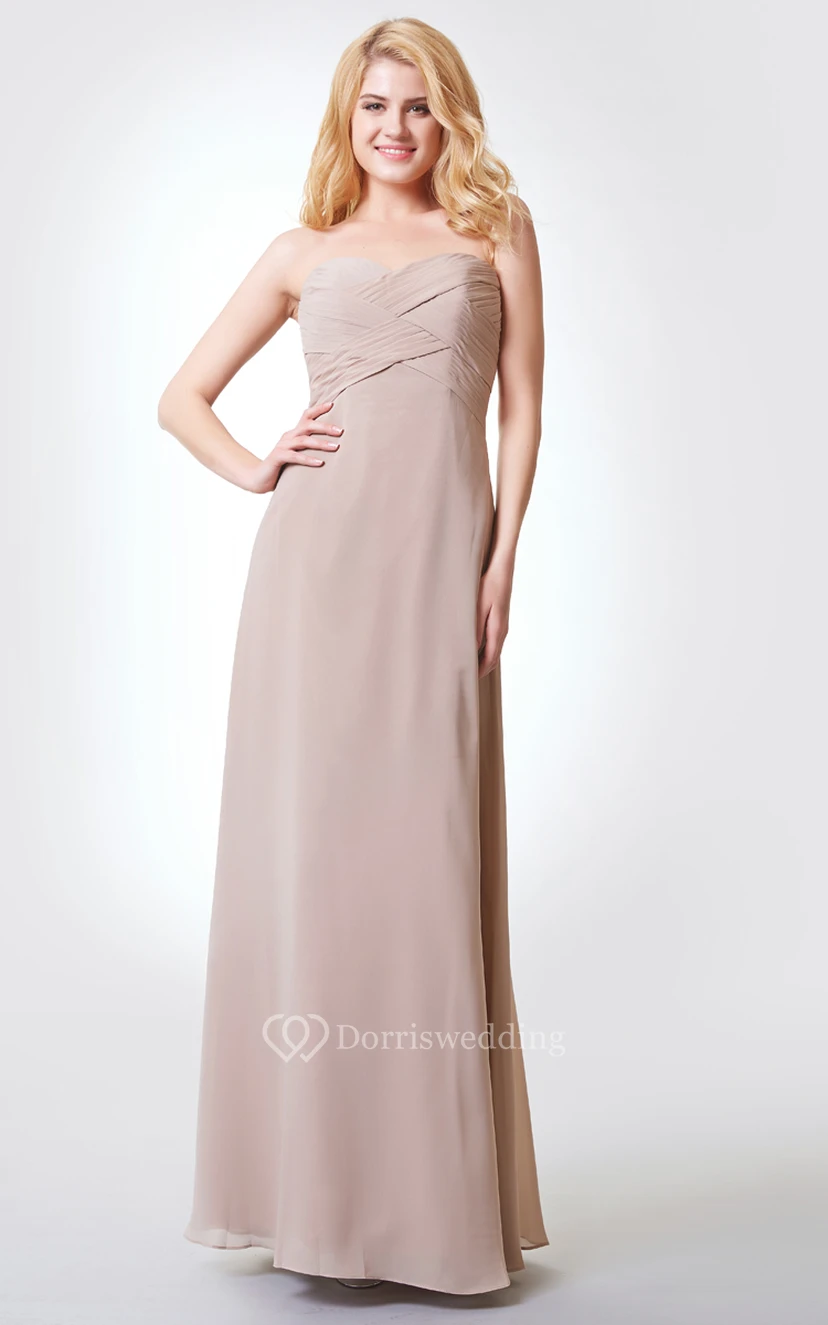 Sleeveless A-line Long Chiffon Dress With Bandage and Draping