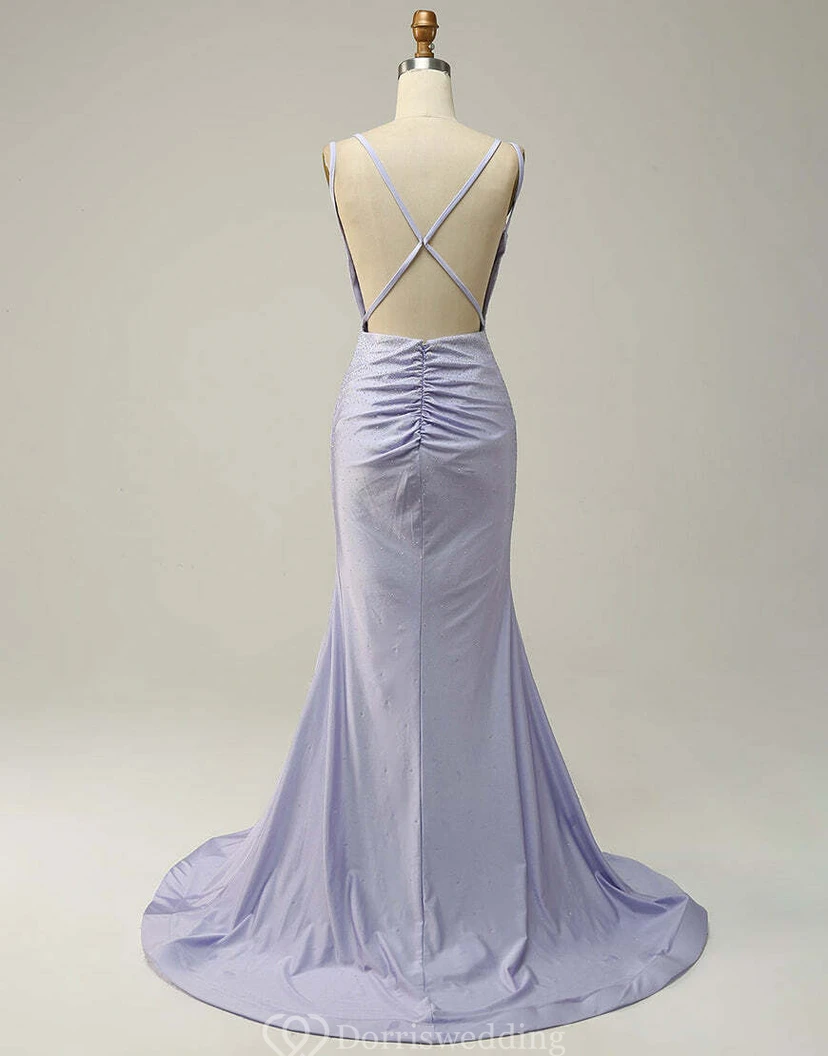 Lavender Sequin Mermaid Gown view 5