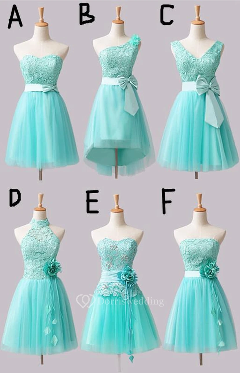 Lovely Short A-line Bridesmaid Dress Flower Bowknot