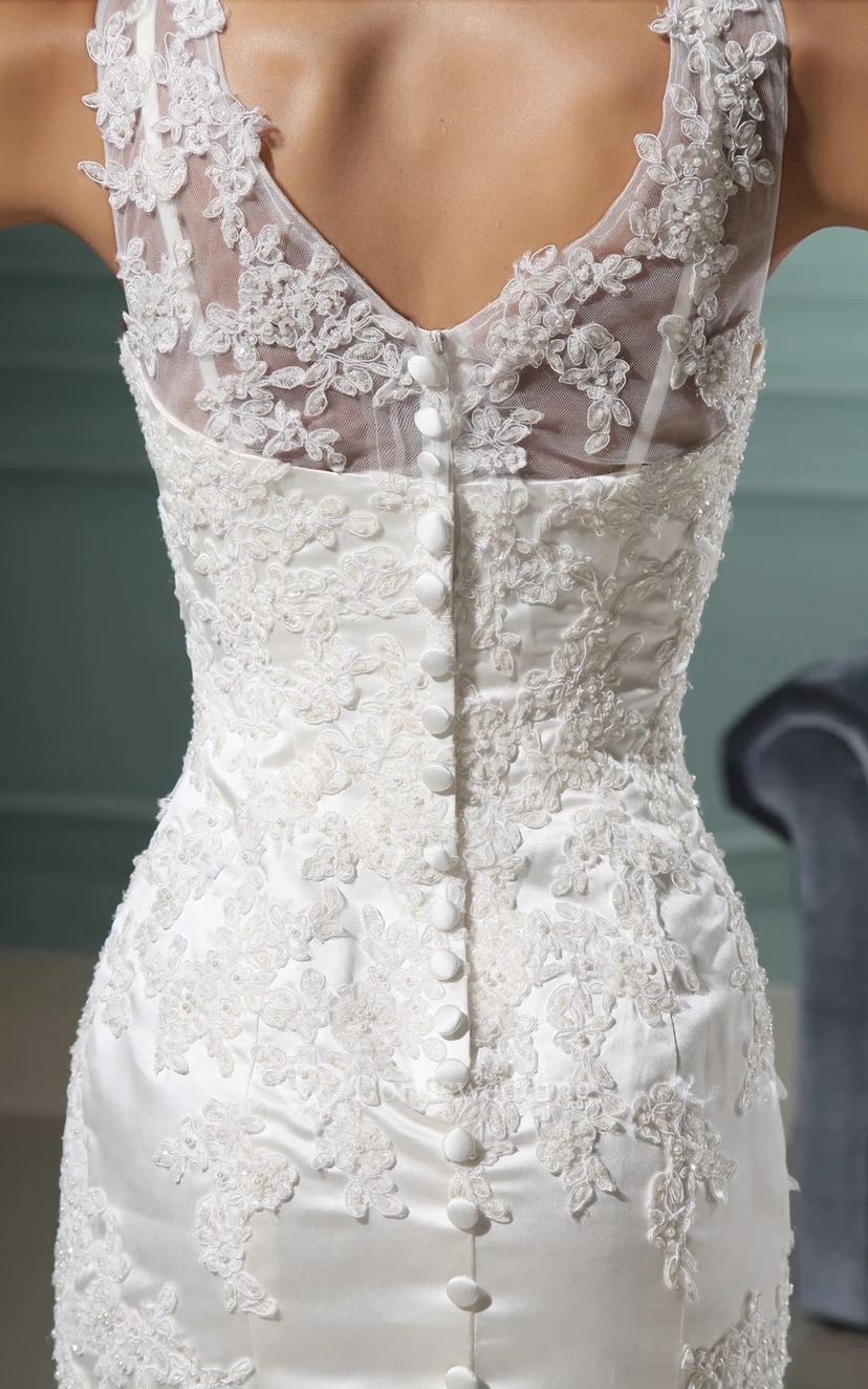Sweetheart Strap-Neckline Front-Split Dress With Lace Detailing view 5