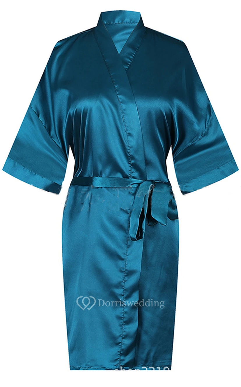 Plain Bride Bridesmaid Short Robe view 6