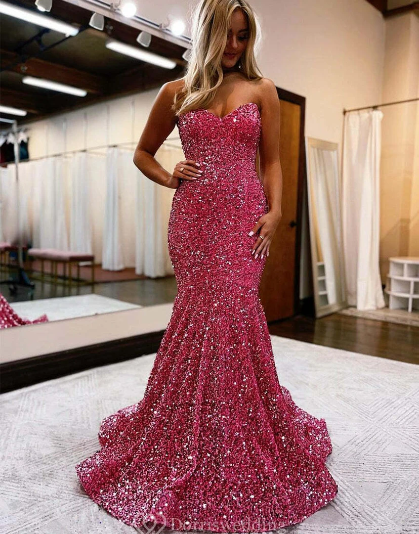 Cobalt Sequin Mermaid Gown view 3