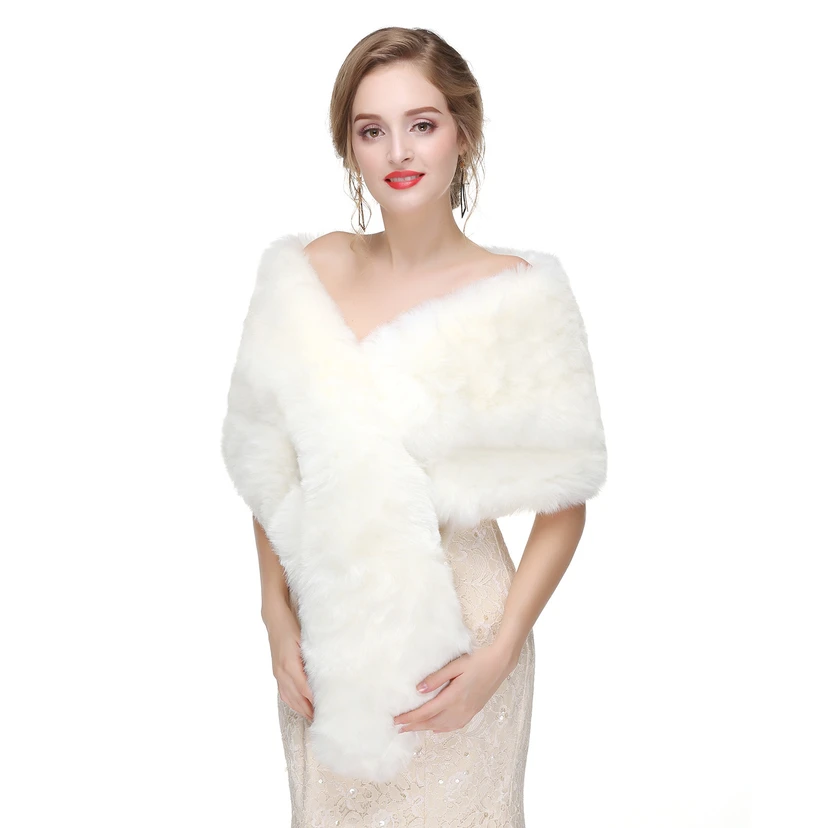 Bridal Winter Warm Wool Cape Fur Wedding Dress Fox Fur Waistcoat view 45