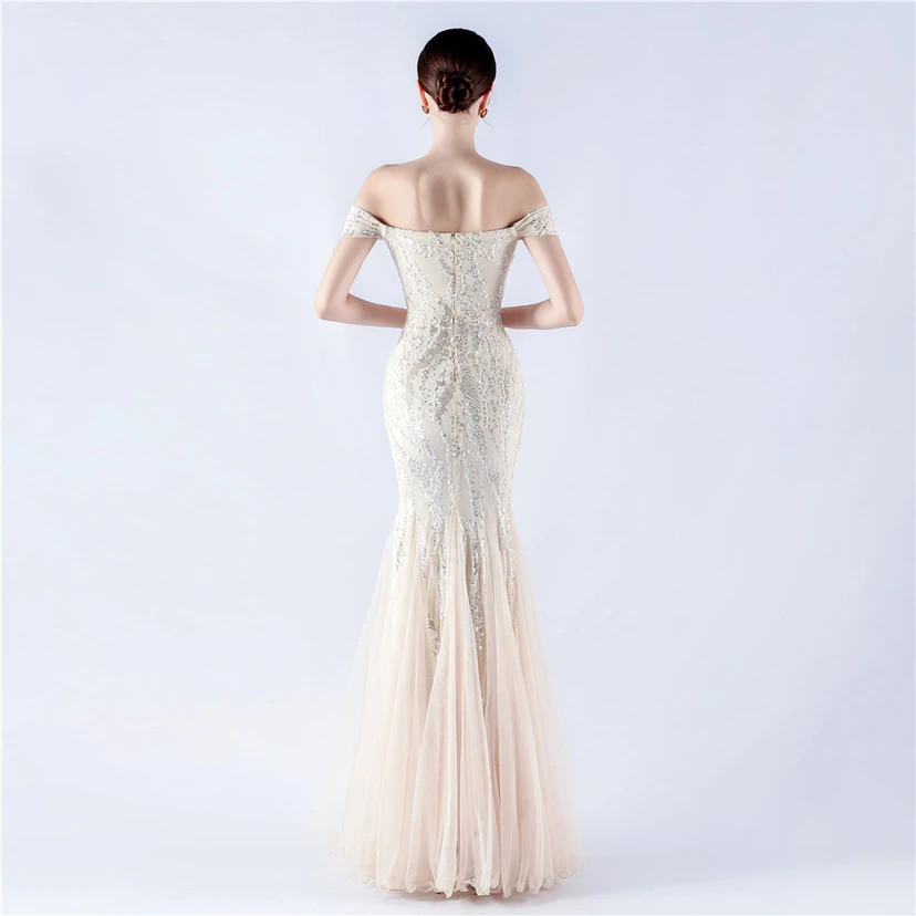 Craft Beading Mesh Sequins Evening Dress Annual Meeting Performance Host view 24