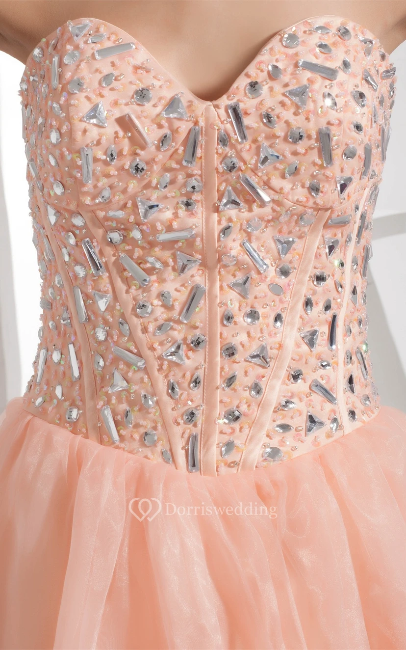 Sweetheart A-Line Pleated Ball-Gown With Gemmed Bodice view 3