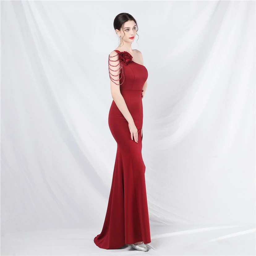 Craft Beading Flower Dinner Wedding Celebration Car Model Long Evening Dress view 52