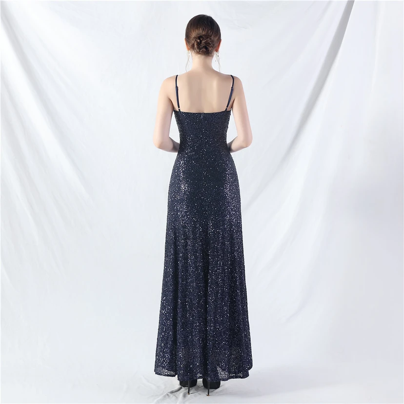 Robe longue trapèze évasée à paillettes, modèle phare du quotidien view 6