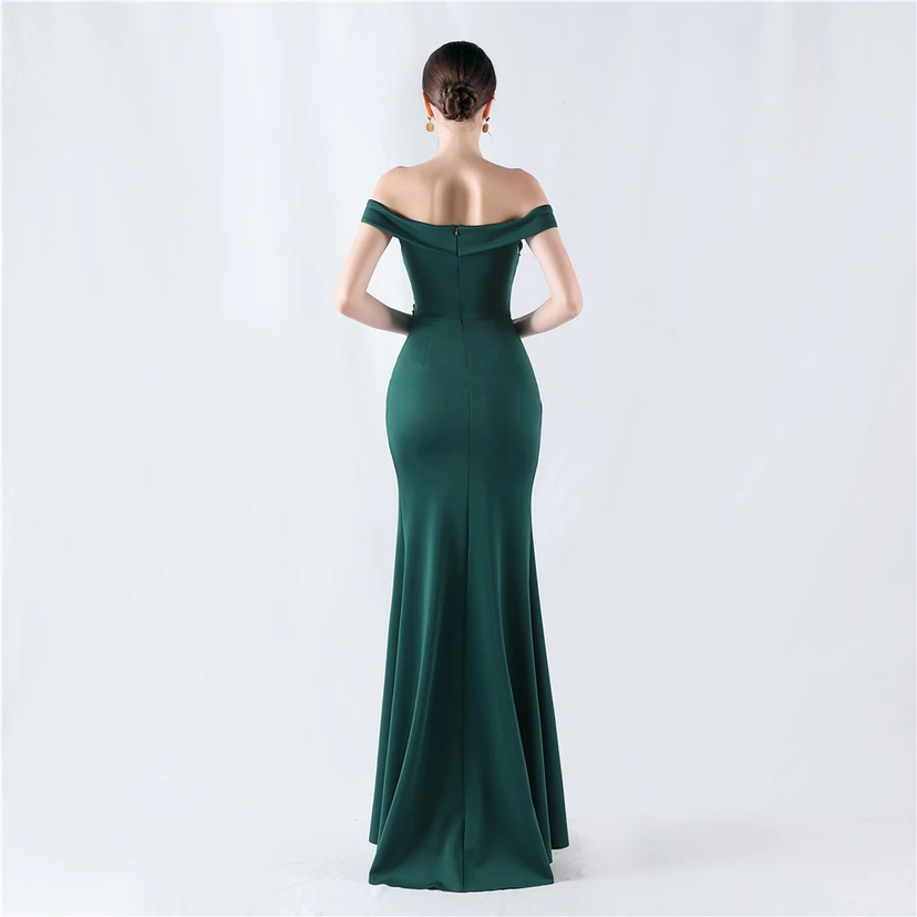 Robe de soirée classique asymétrique en satin à queue de poisson view 22