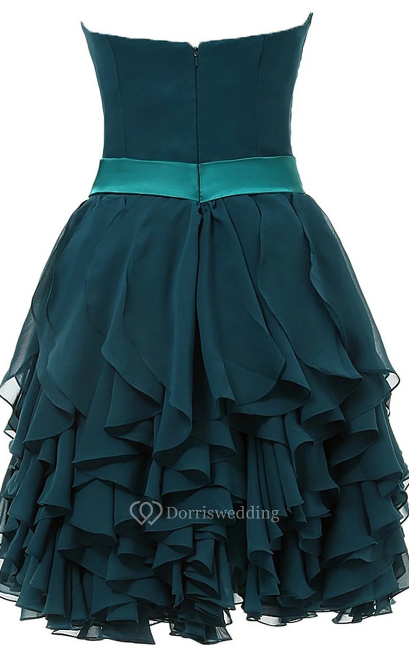Sweetheart Ruffle Dress Wtih Sash and Flower view 3