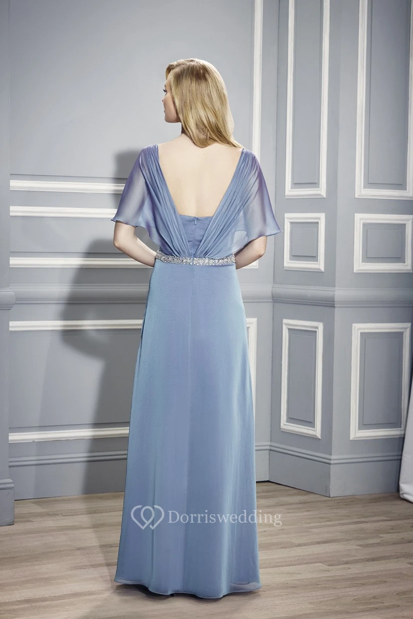 Maxi V-Neck Poet Sleeve Beaded Jersey Mother Of The Bride Dress view 2