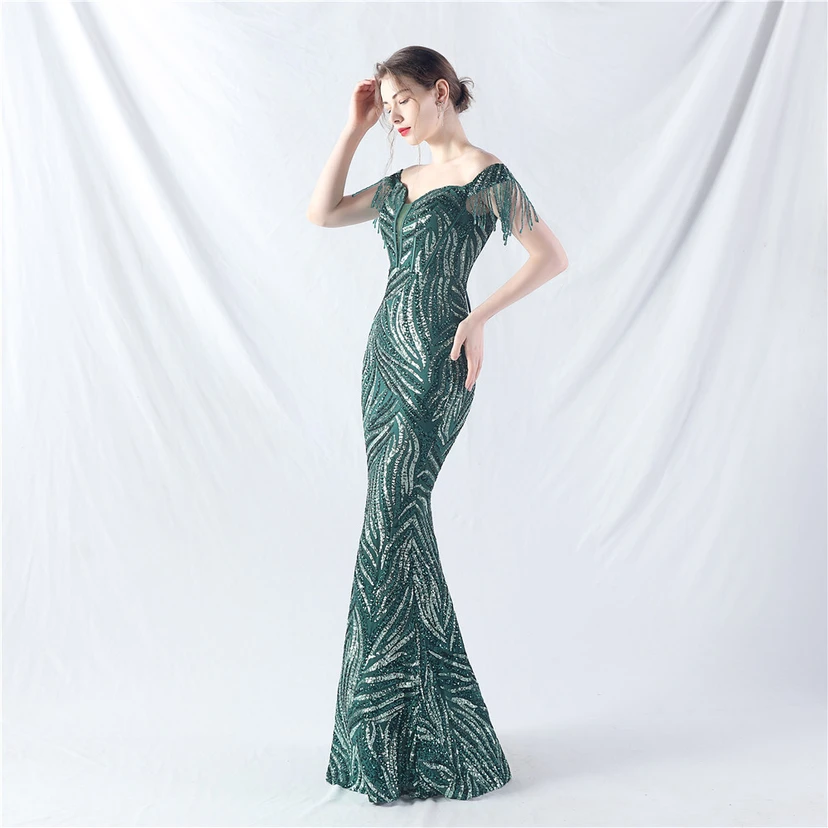 Palace Herringbone Waist Strap Heavy-Crafted Beaded High-End Evening Dress view 53