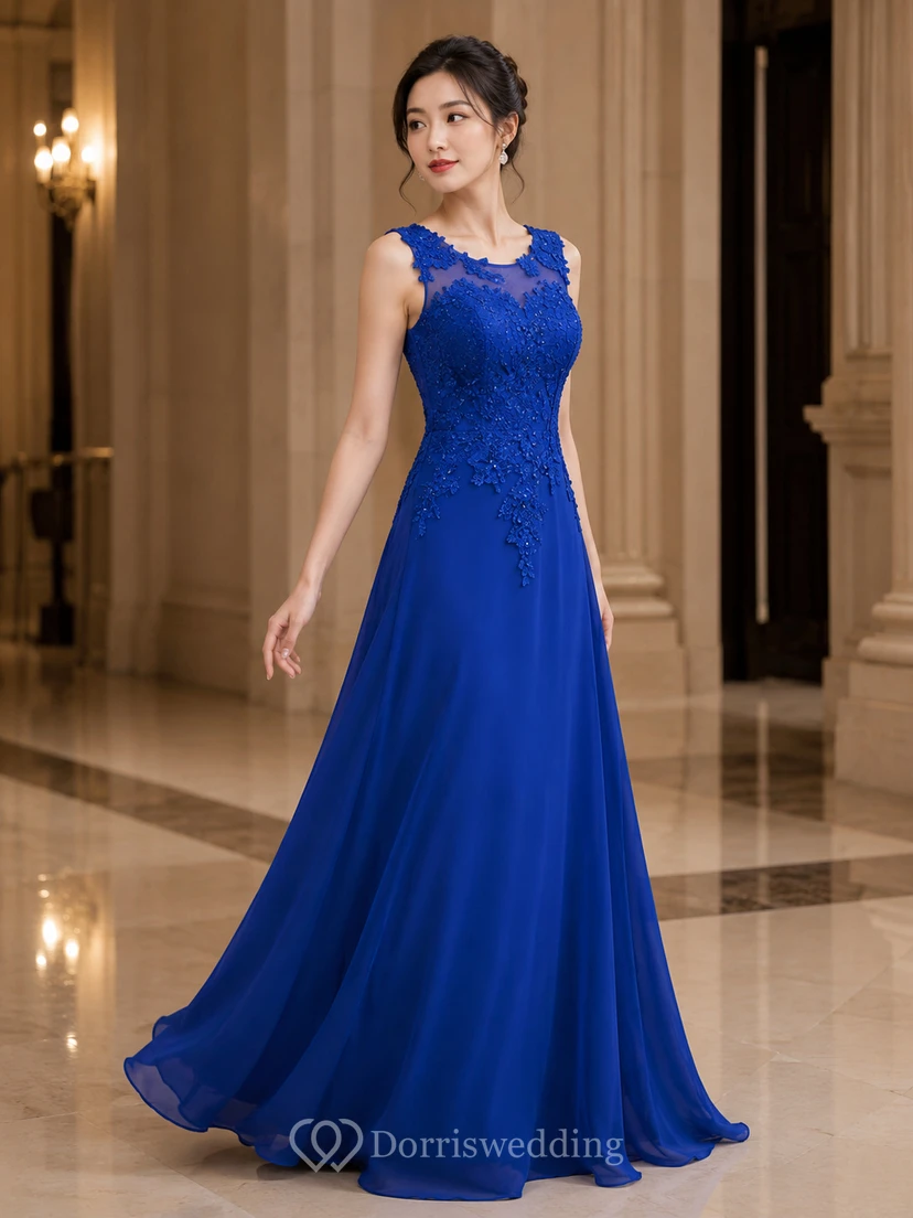 A-Linien-Maxikleid aus Chiffon und Spitze mit Perlenapplikationen, Reißverschluss view 6