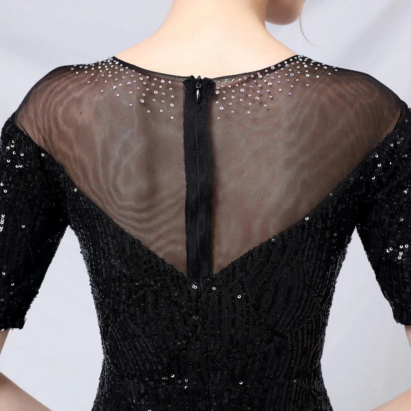 Elegantes, langärmeliges Paillettenkleid im Meerjungfrauenstil mit Meerjungfrauenschnitt – ein echter Hingucker! view 36
