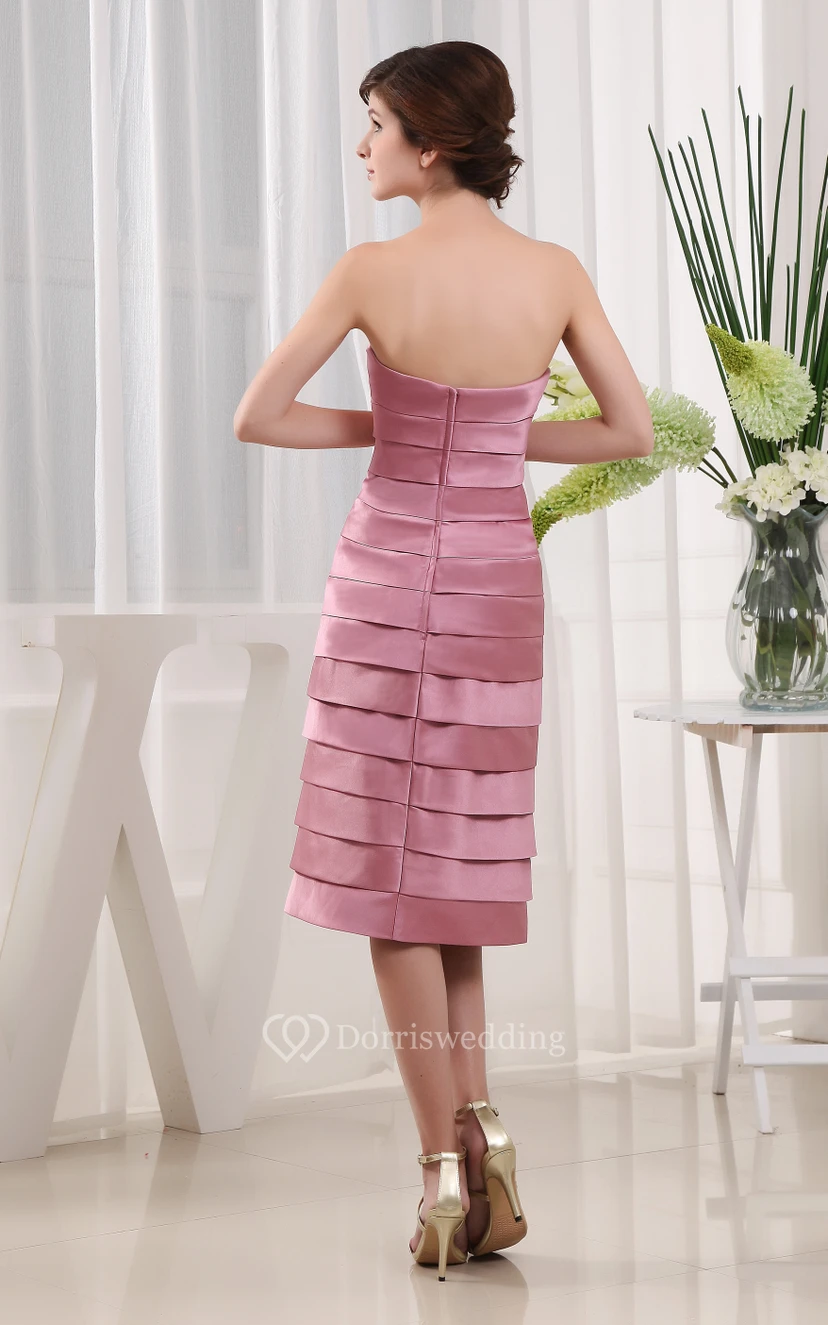 Lovely Strapless Midi Dress With Tiers and Wrap view 4