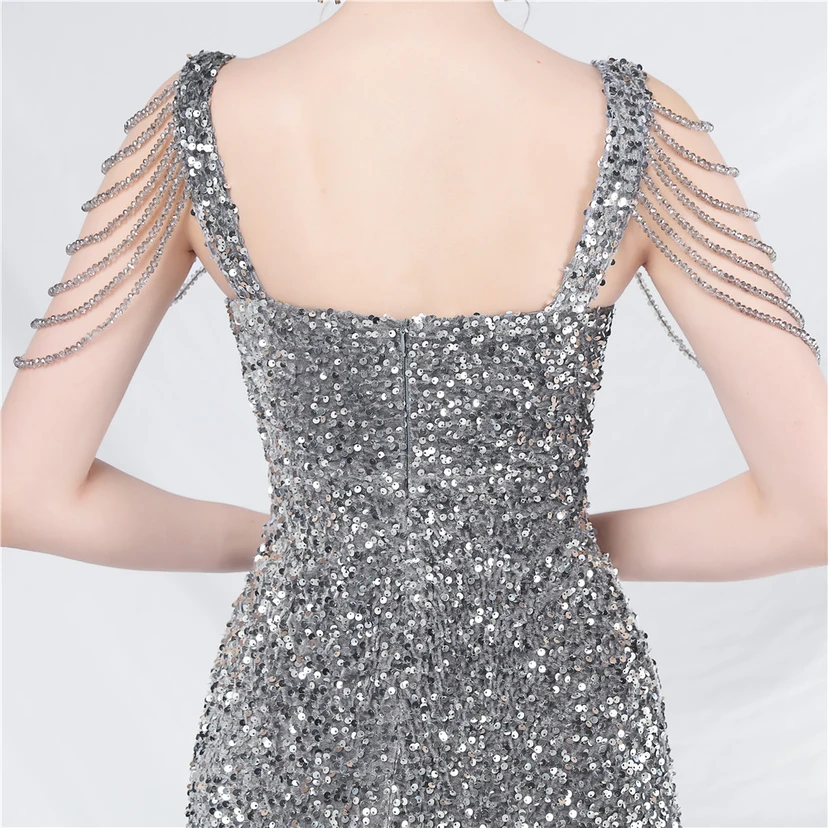 Craft Sequined Velvet Bottom Imitation Handmade Fantasy Sequin Evening Dress Daily Mini Dress view 47
