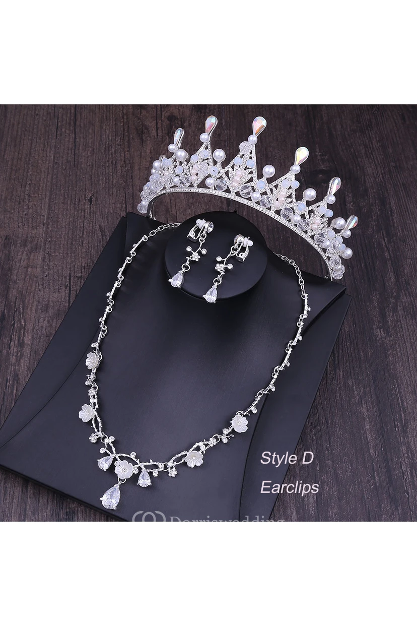Bridal Accessory-Crown Necklace Earrings/Earclips Set view 8