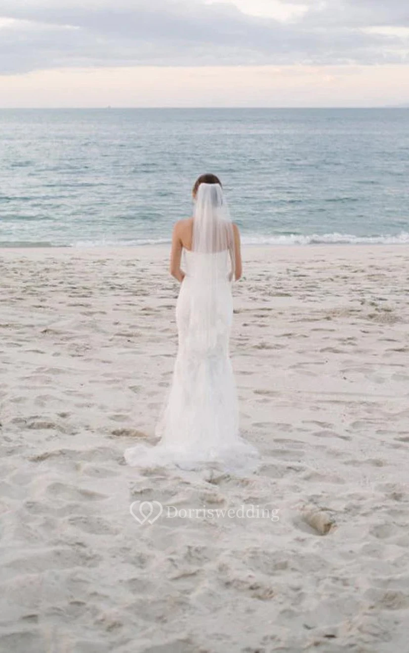 Strapless Sheath Lace Beach Elegant Destination Wedding Dress view 2