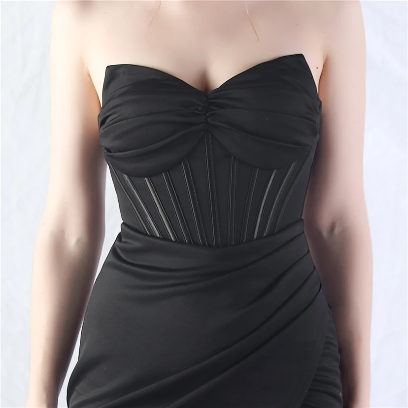 Vestido de noche de satén de alta gama con cola vertical pequeña y chaleco de espina de pescado de estilo palacio, de gran resistencia y cintura ajustada. view 71