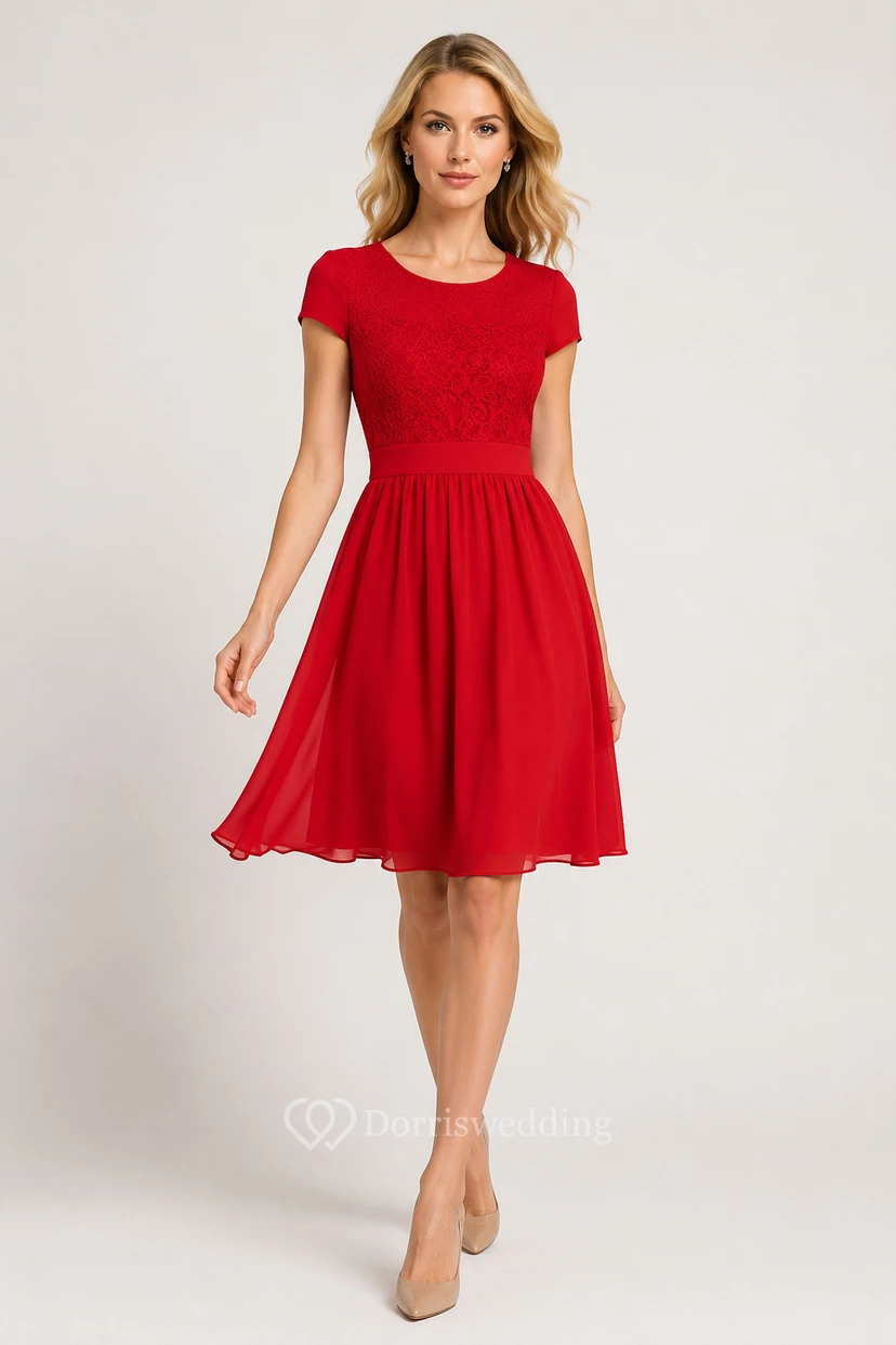 Kurzärmeliges, knielanges Kleid mit Spitzenverzierungen view 14