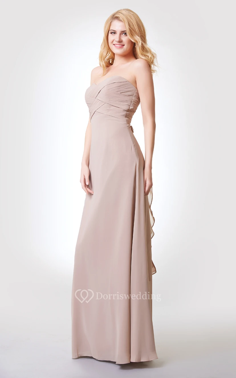 Sleeveless A-line Long Chiffon Dress With Bandage and Draping view 2