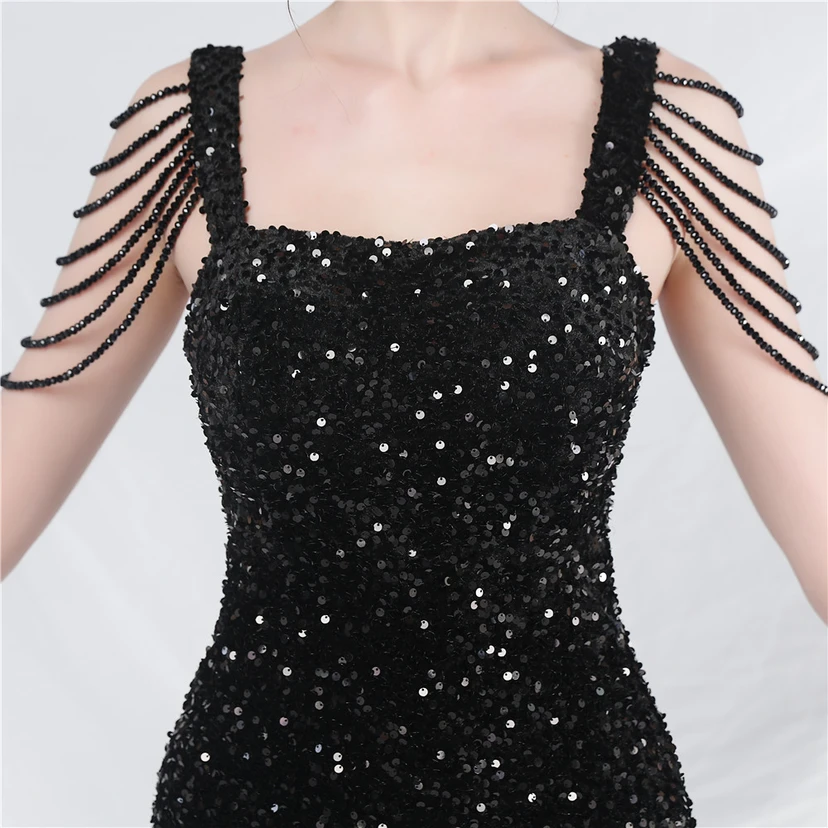 Craft Sequined Velvet Bottom Imitation Handmade Fantasy Sequin Evening Dress Daily Mini Dress view 79