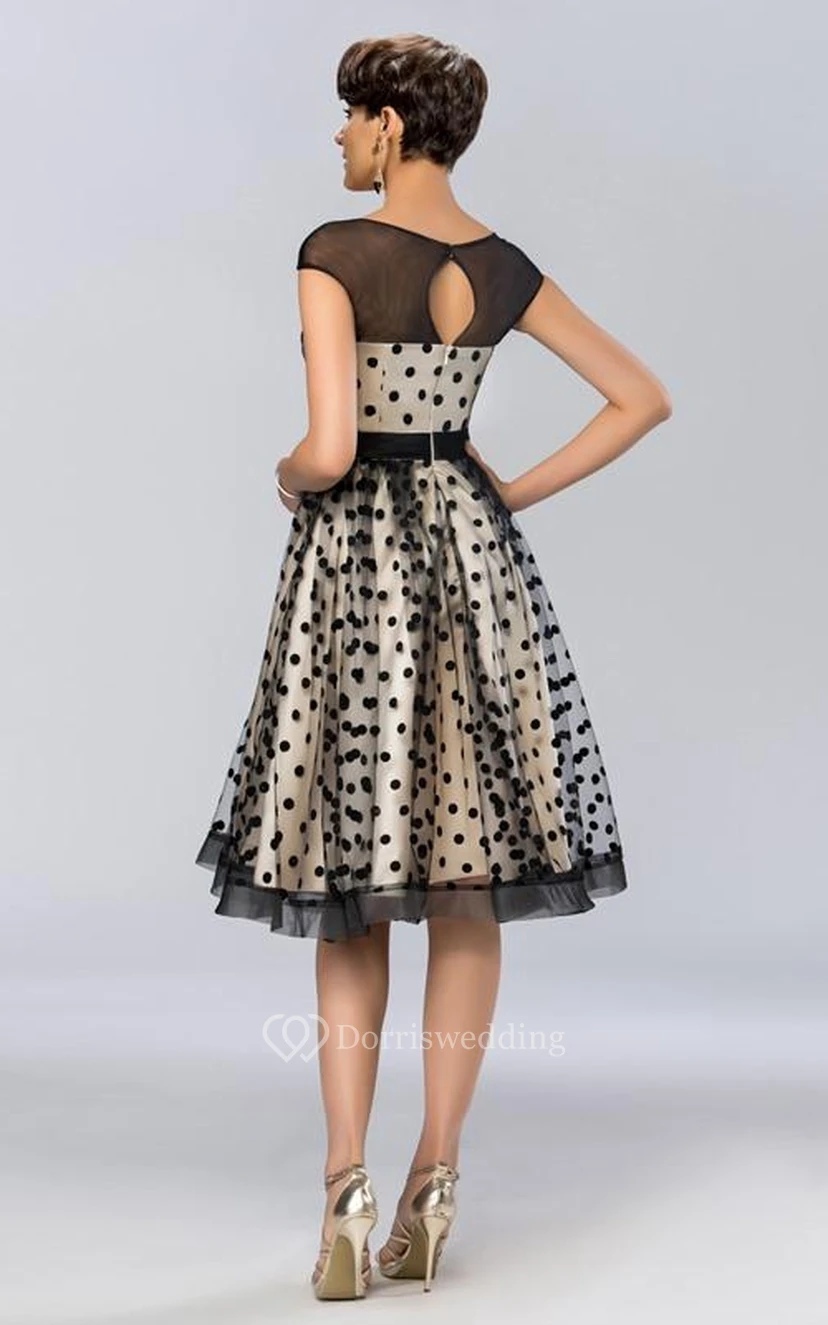 Charming A-Line Bateau Cap Sleeves Knee-Length Prom Dress view 2