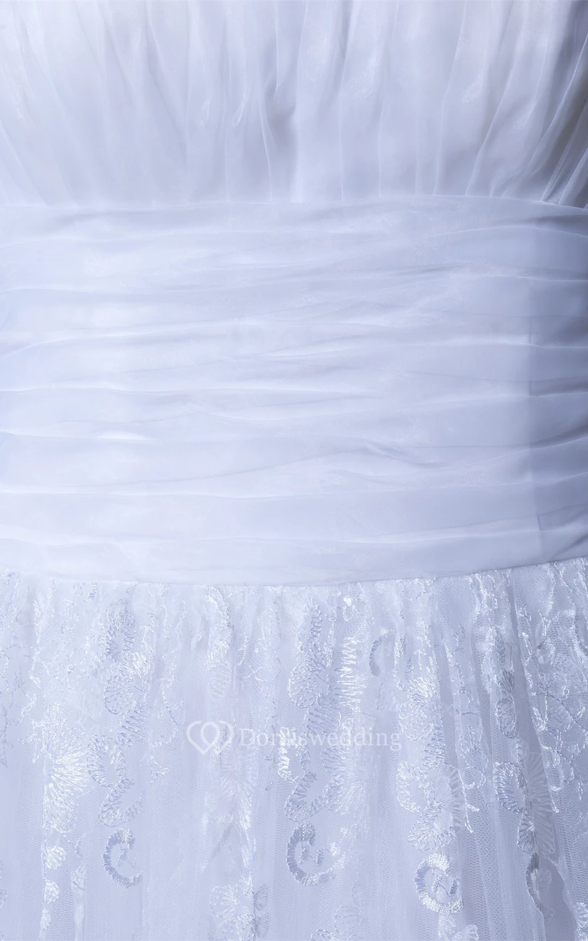Romantic Satin Appliqued Sleeveless a Line Strapless Short Wedding Dresses view 3