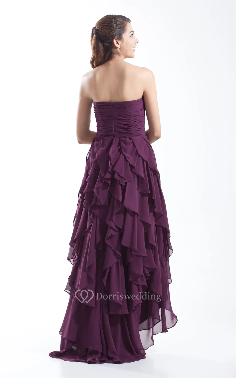 Sweetheart High-Low Dress With Beading and Cascading Ruffles view 2