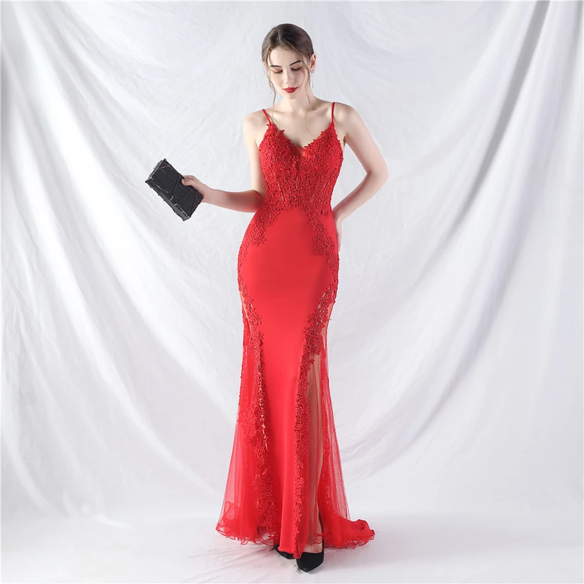 Spitzen-Abendkleid mit heißer Diamant- und Fischgrätenmuster-Weste, tiefem Taillenausschnitt, schulterfreiem Design und kurzer Schleppe view 39