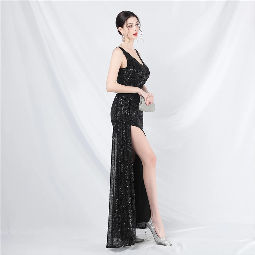 Cross-Border Dress Sequined Ribbon Long Evening Dress view 5