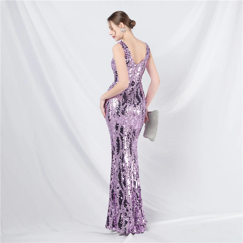 Robe de soirée longue à sequins irisés, nouvelle création view 30