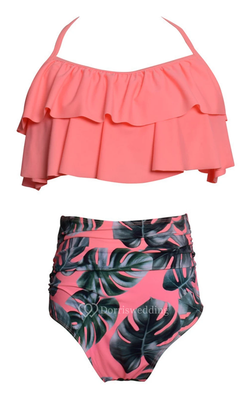 Bikini-Set mit floralem und schlichtem Neckholder und hohem Bund view 10