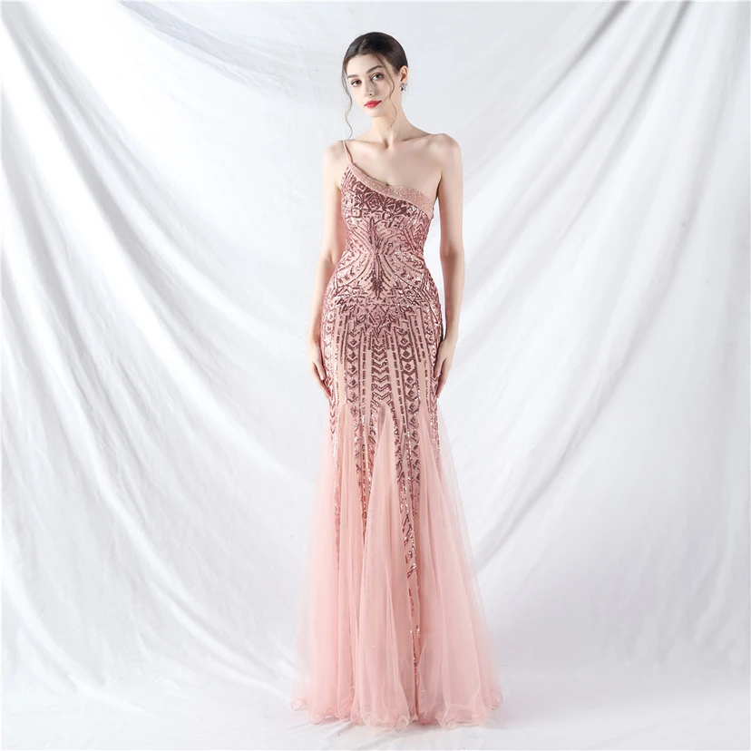 Crafted Beaded Positioning Flower Beads Splicing Mesh Gauze High-End Evening Dress view 60