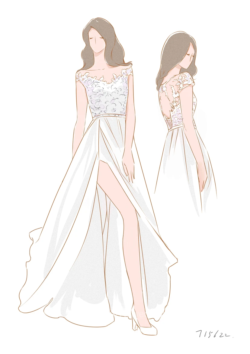 Weißes A-Linien-Brautkleid aus Spitze mit kurzen Ärmeln und vorderem Schlitz view 11